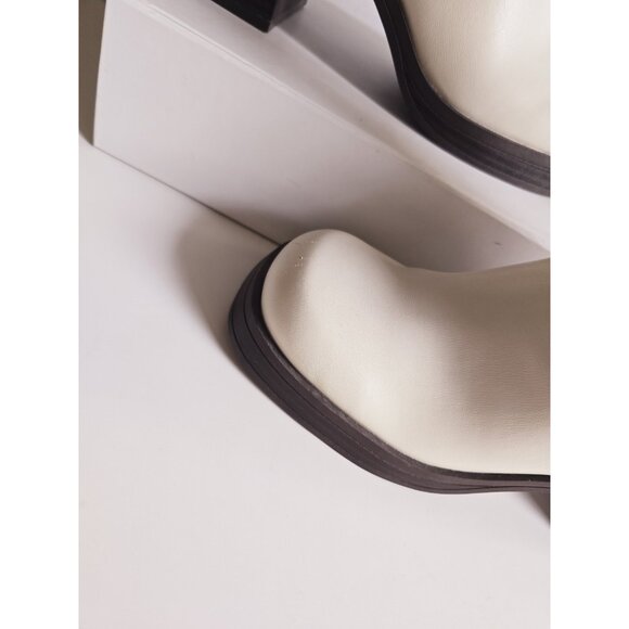 ASOS DESIGN Reverse Mid Heeled White Ivory Platform 80s 70s Sock Boots Shoes 8 - Picture 4 of 12